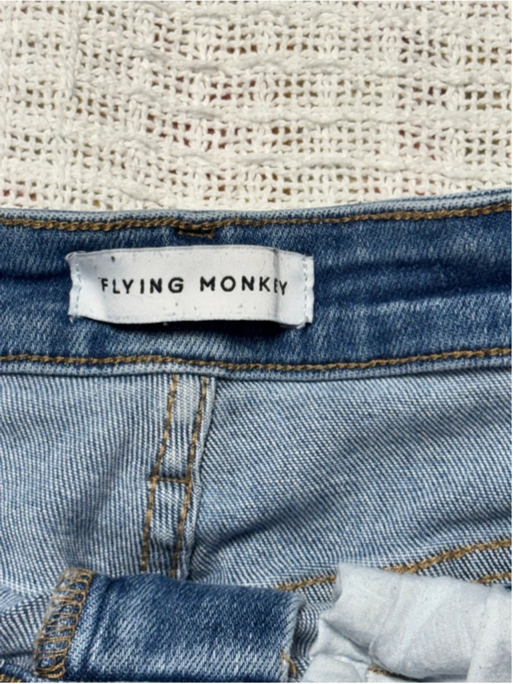 Flying Monkey VTG Retro Inspire High Rise Raw Hem Crop Slim Straight Jeans Sz 29 - Picture 7 of 9